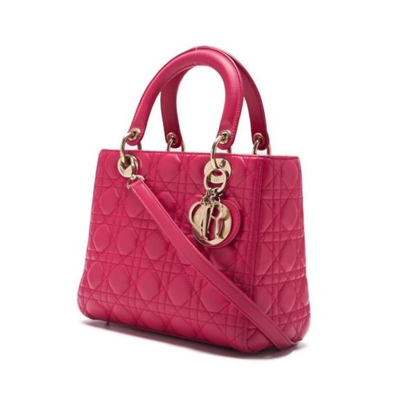 Dior  Lady Cannage 2way Pink Lambskin Handbag - Picture 1 of 13